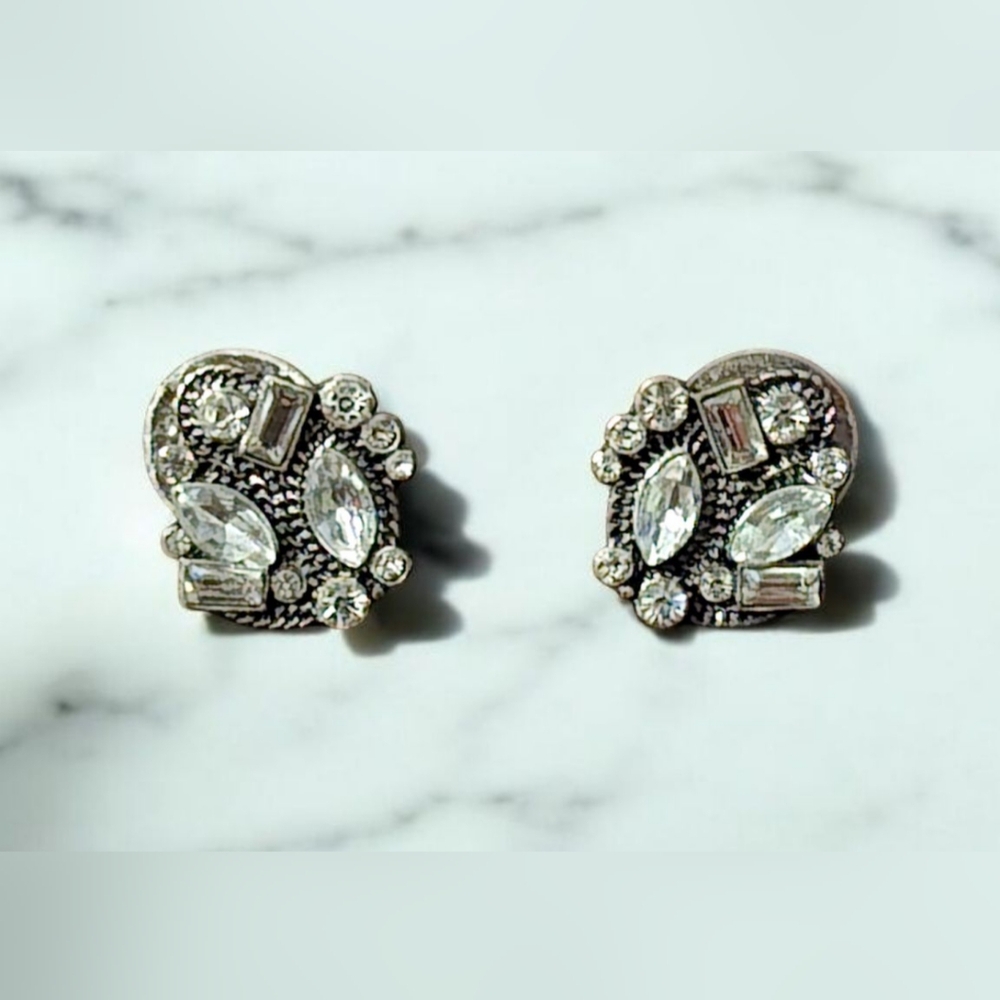 Elegant Silver Crystal Earrings